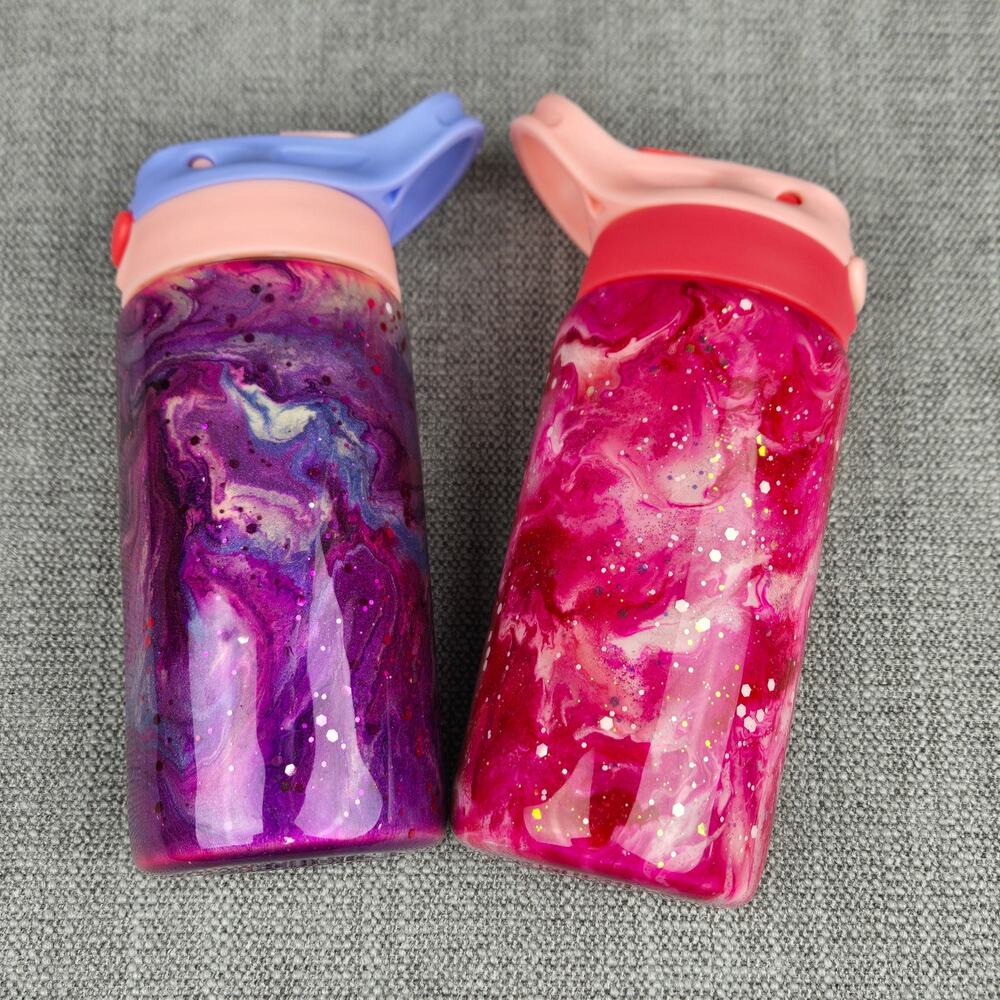 2 Contigo Stainless Steel Water Bottles ~ Marbeling ~ Glitter